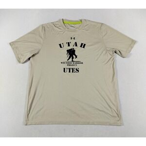 Under Armour Shirt Mens Large Beige Utah Utes NCAA Football Wounded Warrior